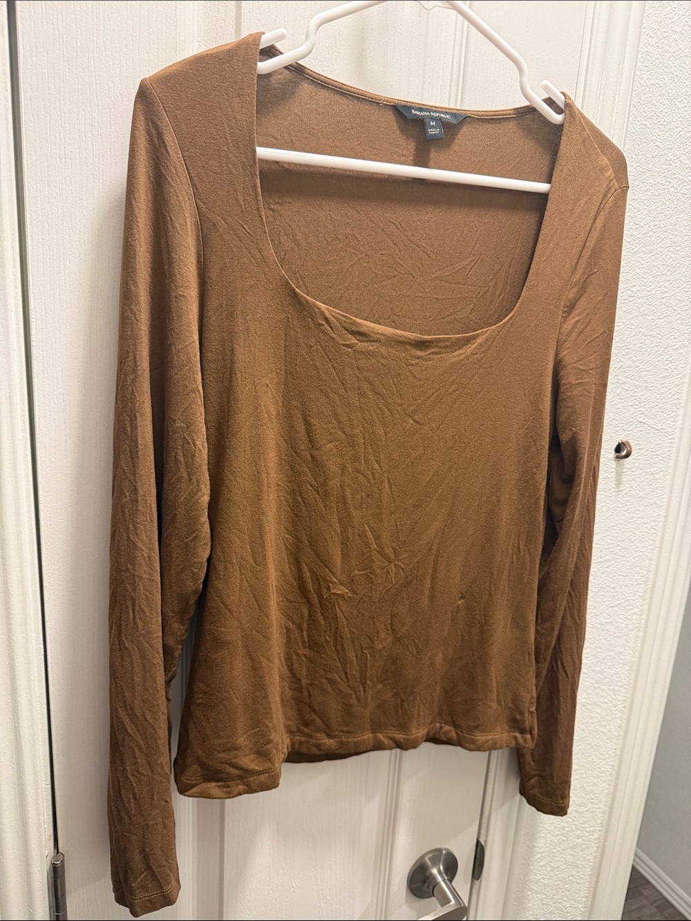 Banana Republic Brown Long Sleeve Scoop Neck Top